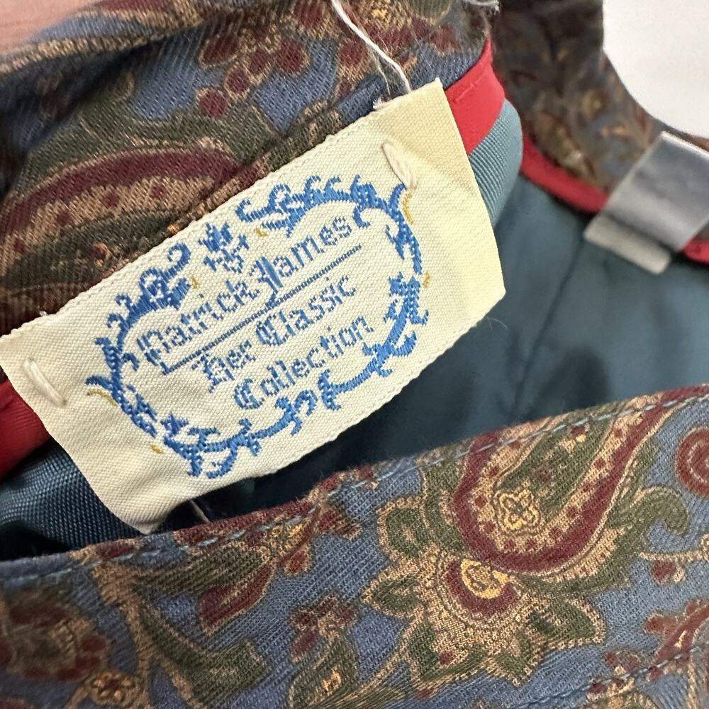Patrick James Womens Vintage 80s Pleated Midi Skirt Size 14 Blue Red Paisley - Picture 7 of 11